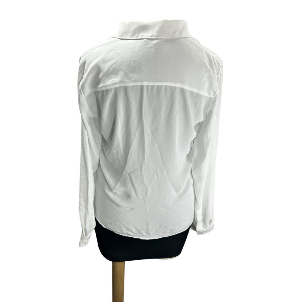 Calvin Klein White Ruffled Button-Down Blouse XS - Picture 4 of 12
